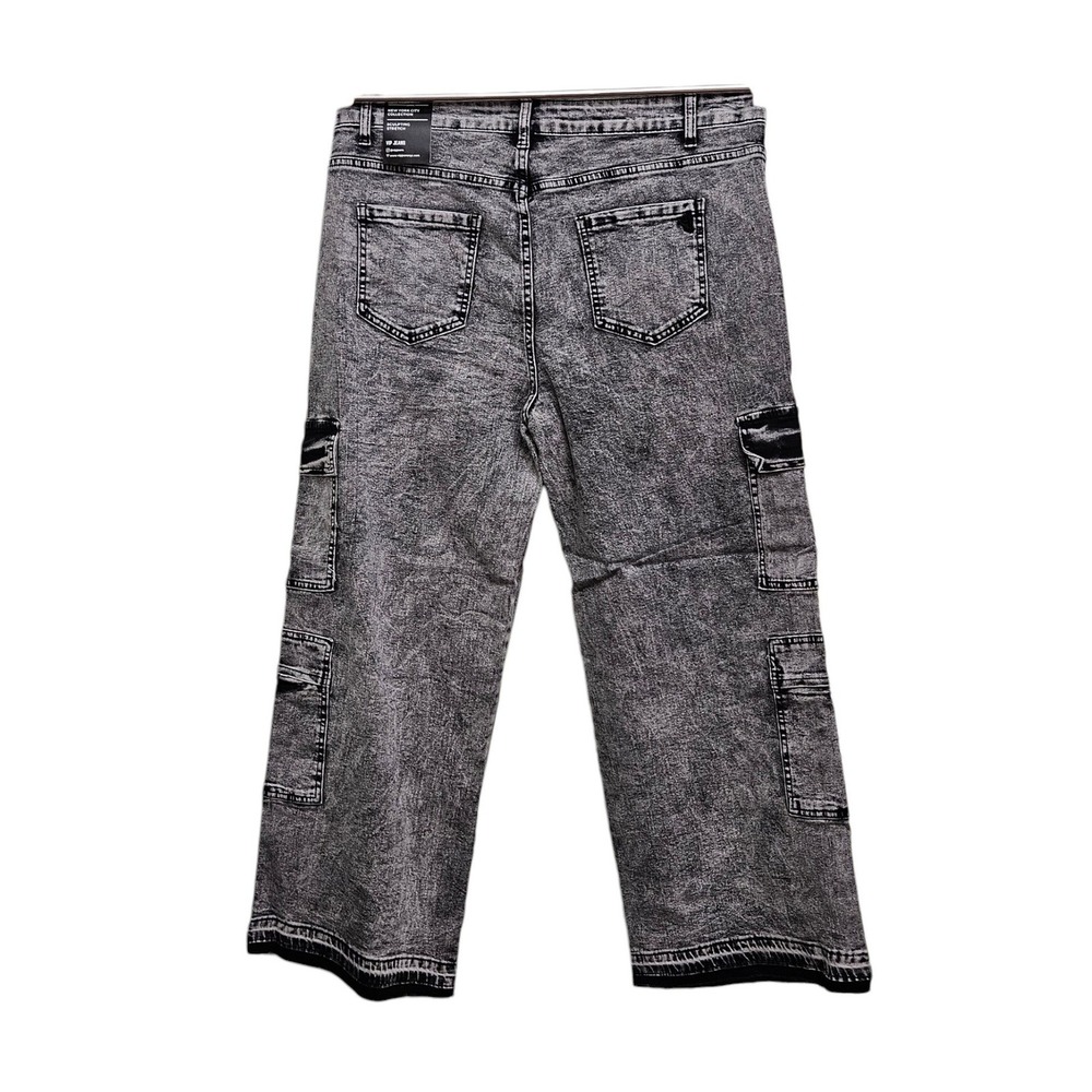 VIP Jeans Cargo Pants Women Size 22 Grey Acid Wash Wide Leg Sculpting Stretch - Picture 2 of 12